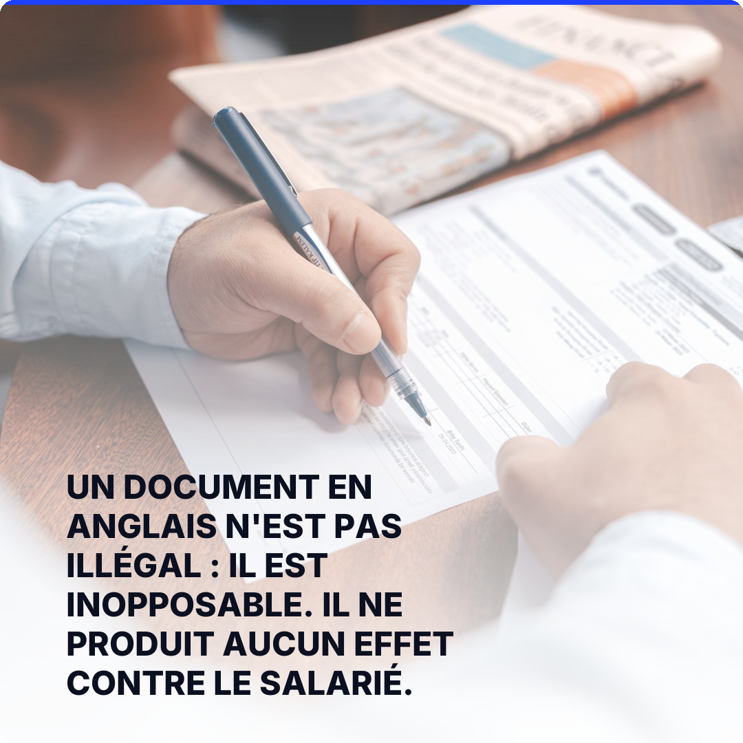 Un document en anglais n'est pas illégal : il est inopposable. Il ne produit aucun effet contre le salarié.