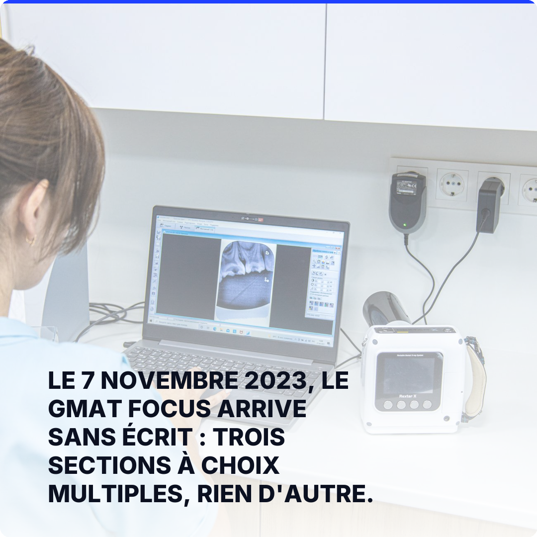 Le 7 novembre 2023, le GMAT Focus arrive sans écrit : trois sections à choix multiples, rien d'autre.