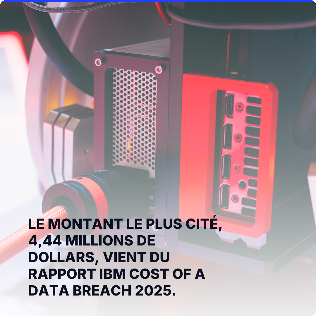 Le montant le plus cité, 4,44 millions de dollars, vient du rapport IBM Cost of a Data Breach 2025.