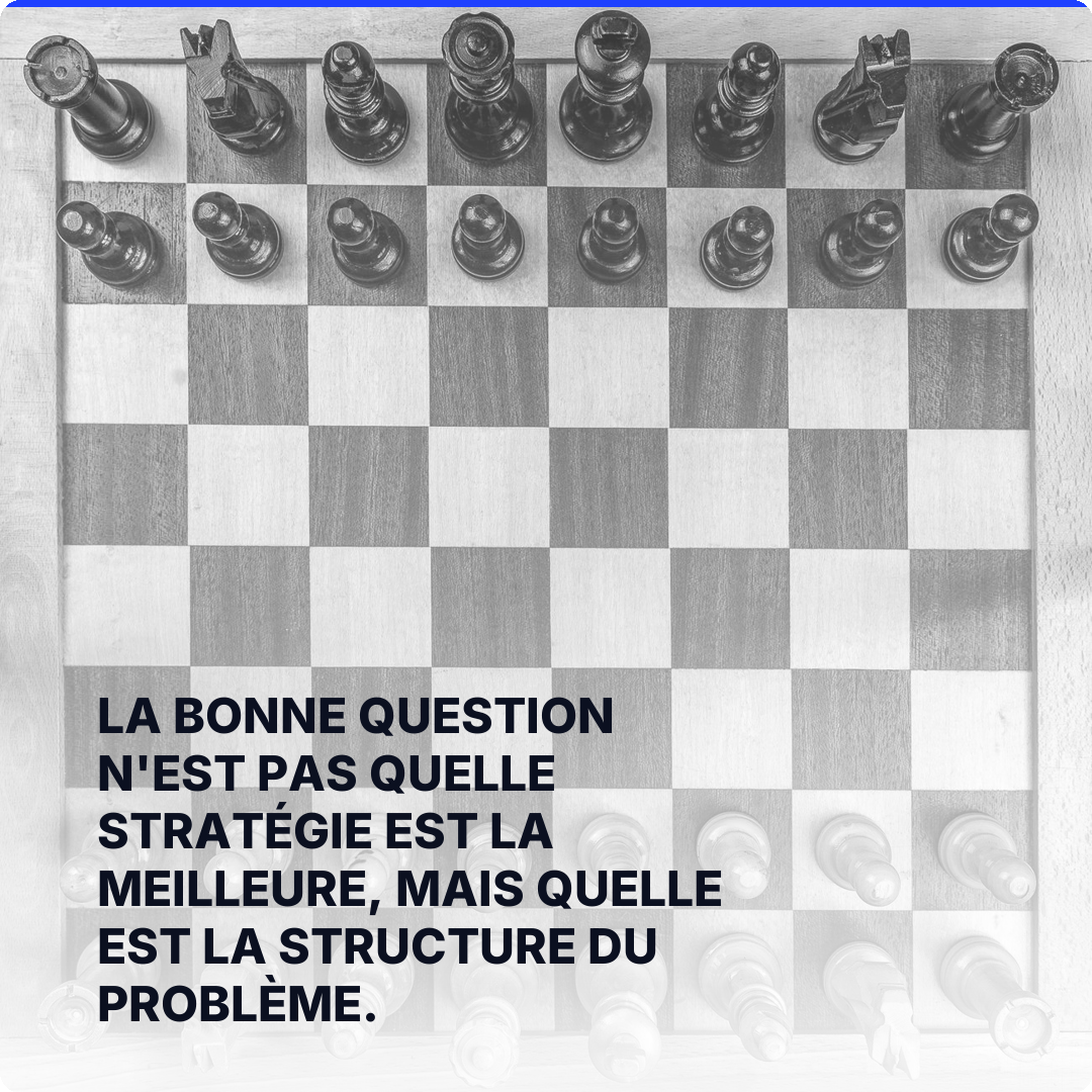 La bonne question n'est pas quelle stratégie est la meilleure, mais quelle est la structure du problème.