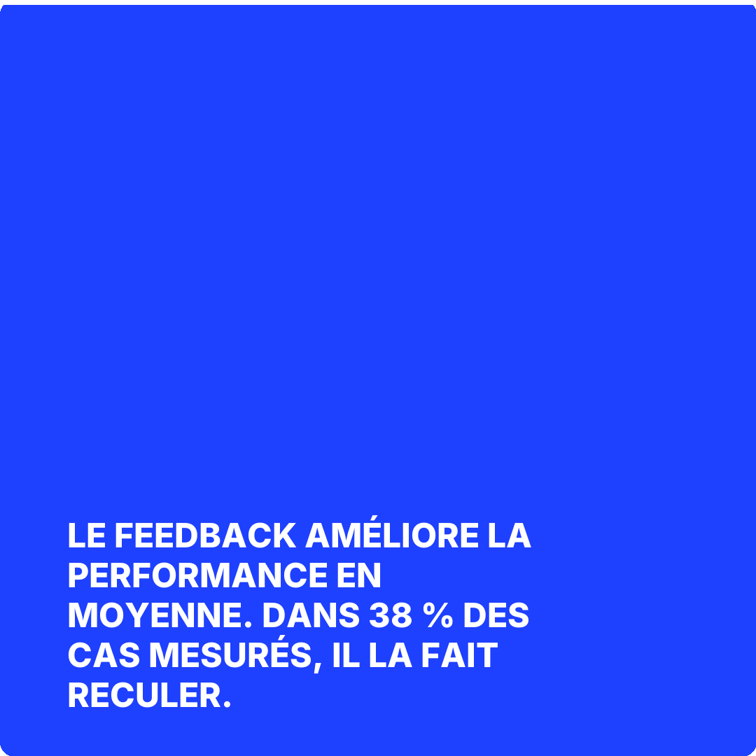 Le feedback améliore la performance en moyenne. Dans 38 % des cas mesurés, il la fait reculer.