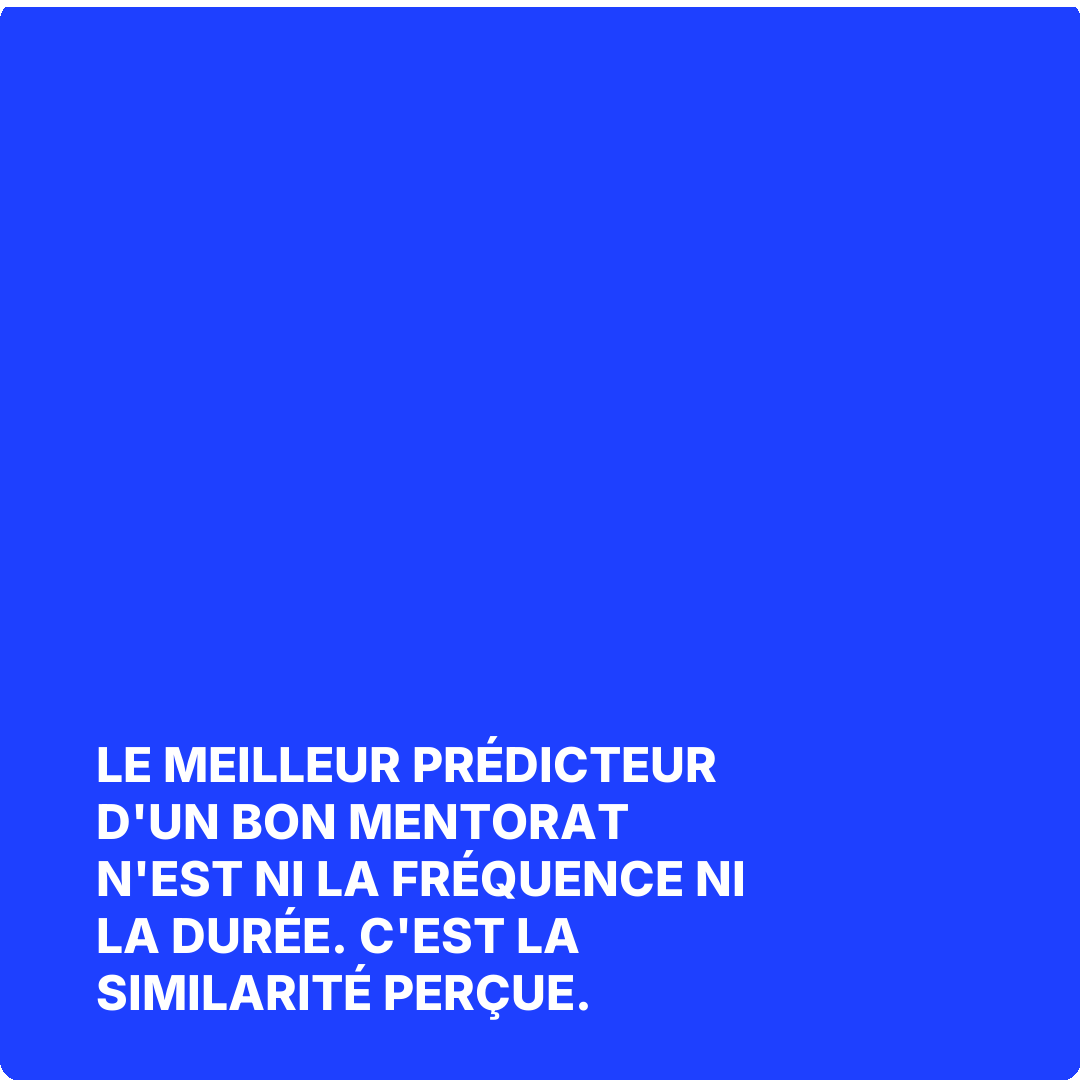 Le meilleur prédicteur d'un bon mentorat n'est ni la fréquence ni la durée. C'est la similarité perçue.