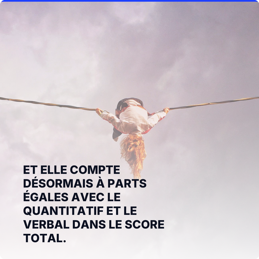 Et elle compte désormais à parts égales avec le quantitatif et le verbal dans le score total.