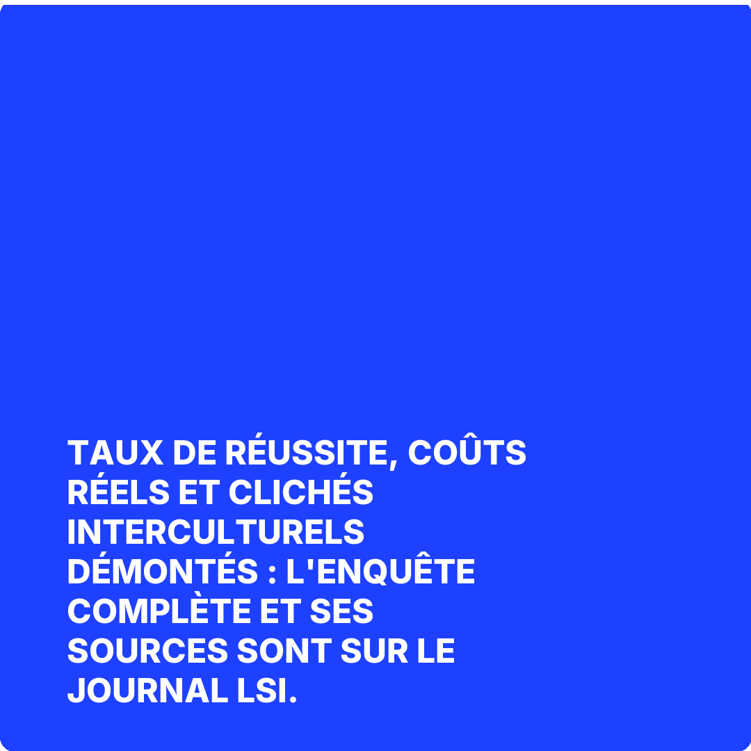 Taux de réussite, coûts réels et clichés interculturels démontés : l'enquête complète et ses sources sont sur Le Journal LSI.