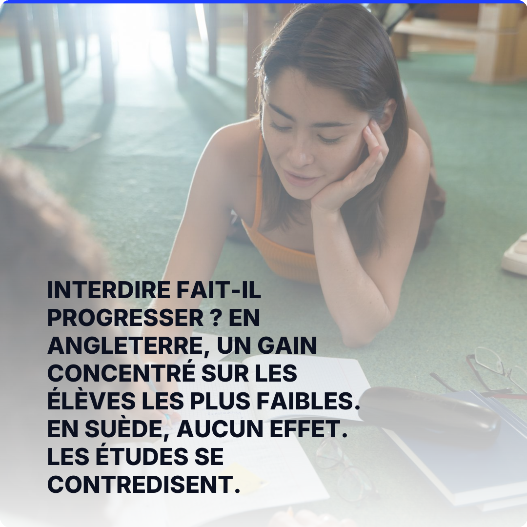 Interdire fait-il progresser ? En Angleterre, un gain concentré sur les élèves les plus faibles. En Suède, aucun effet. Les études se contredisent.