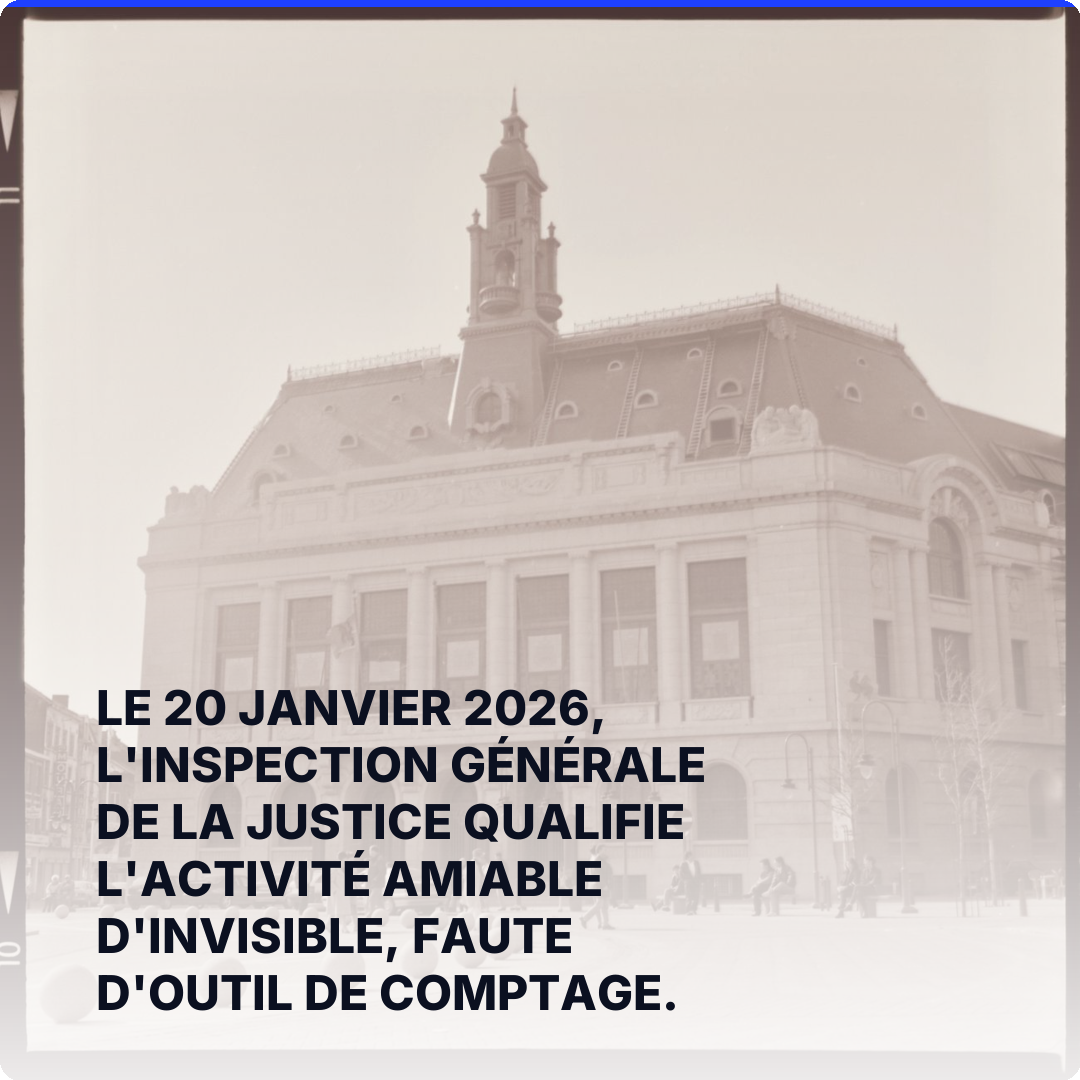 Le 20 janvier 2026, l'Inspection générale de la justice qualifie l'activité amiable d'invisible, faute d'outil de comptage.