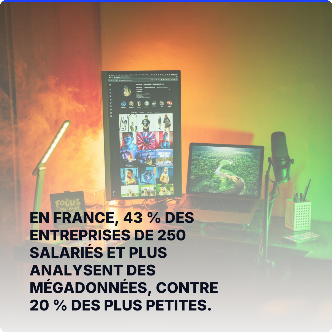 En France, 43 % des entreprises de 250 salariés et plus analysent des mégadonnées, contre 20 % des plus petites.