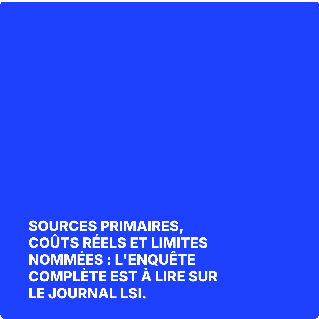 Sources primaires, coûts réels et limites nommées : l'enquête complète est à lire sur Le Journal LSI.
